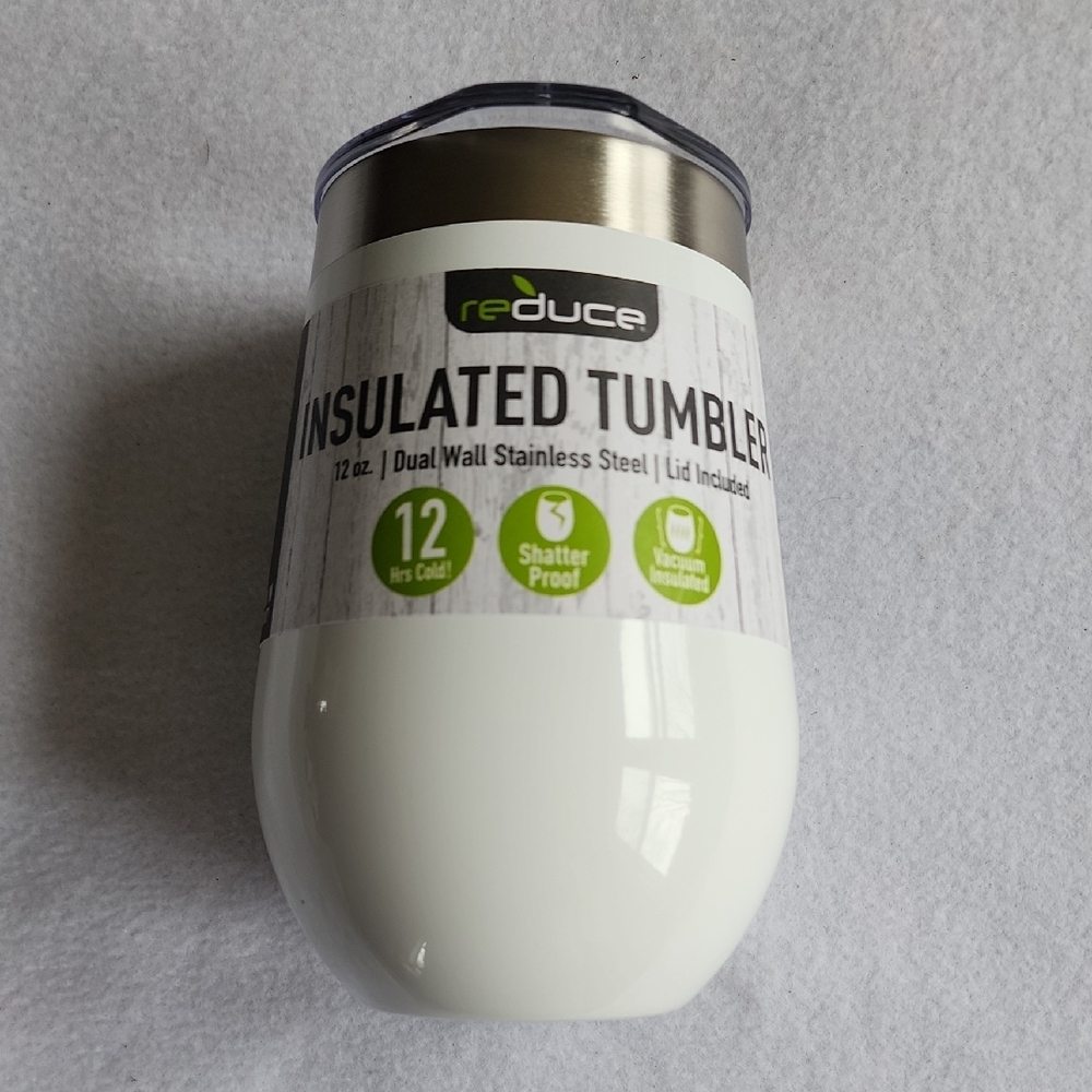 Reduce White Insulated Tumbler